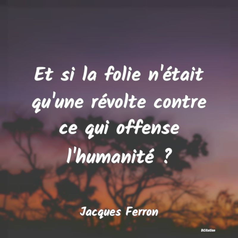 image de citation: Et si la folie n'était qu'une révolte contre ce qui offense l'humanité ?