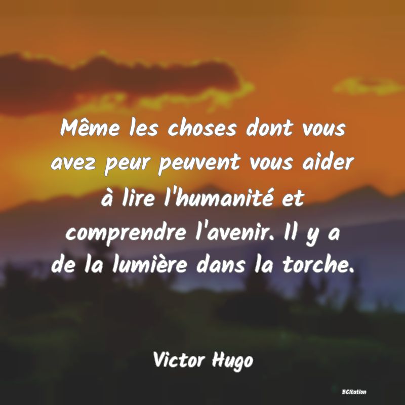 image de citation: Même les choses dont vous avez peur peuvent vous aider à lire l'humanité et comprendre l'avenir. Il y a de la lumière dans la torche.