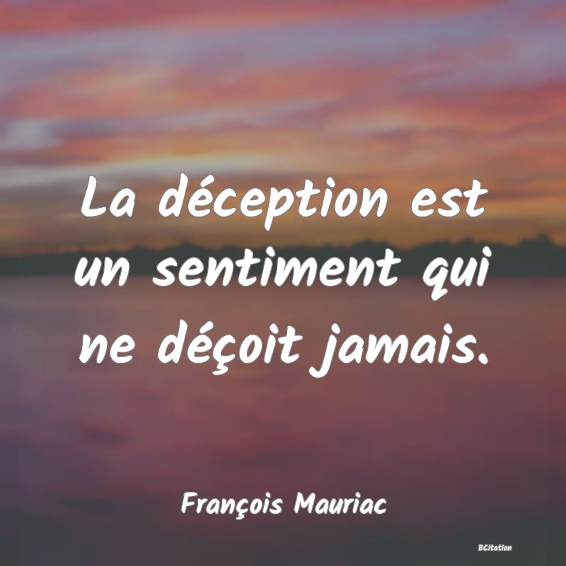 image de citation: La déception est un sentiment qui ne déçoit jamais.