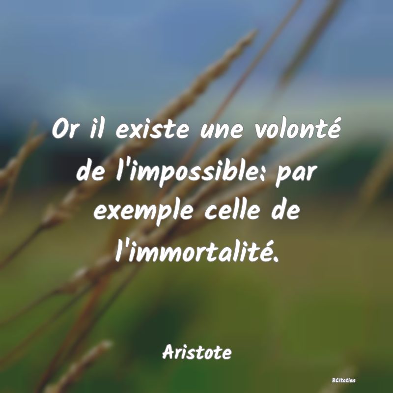 image de citation: Or il existe une volonté de l'impossible: par exemple celle de l'immortalité.