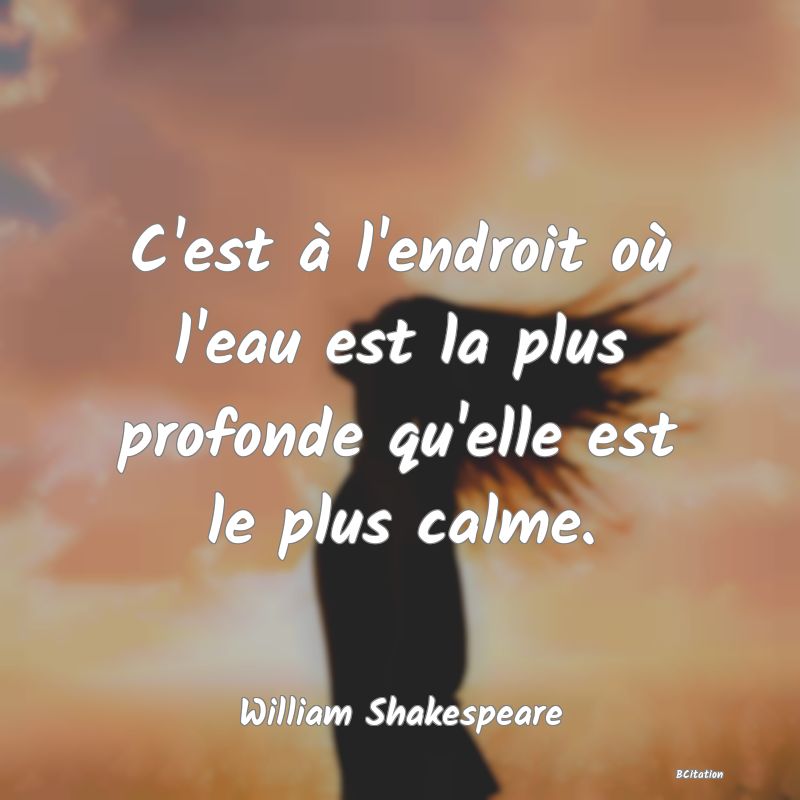 image de citation: C'est à l'endroit où l'eau est la plus profonde qu'elle est le plus calme.