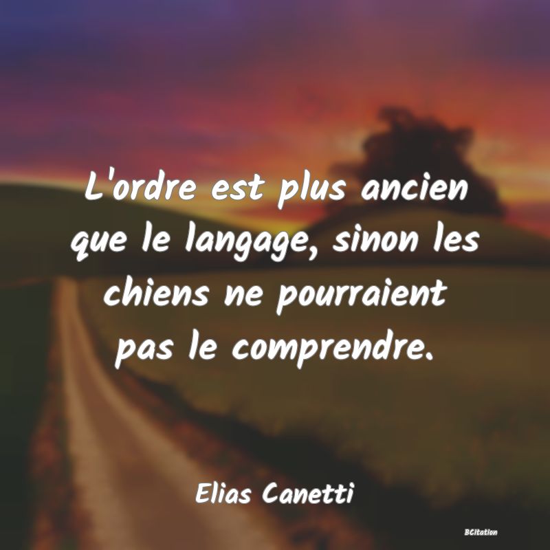 image de citation: L'ordre est plus ancien que le langage, sinon les chiens ne pourraient pas le comprendre.