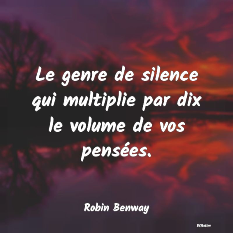 image de citation: Le genre de silence qui multiplie par dix le volume de vos pensées.