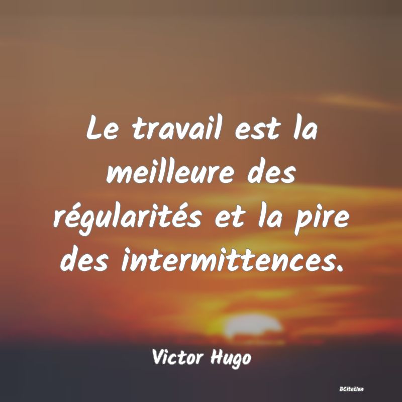 image de citation: Le travail est la meilleure des régularités et la pire des intermittences.