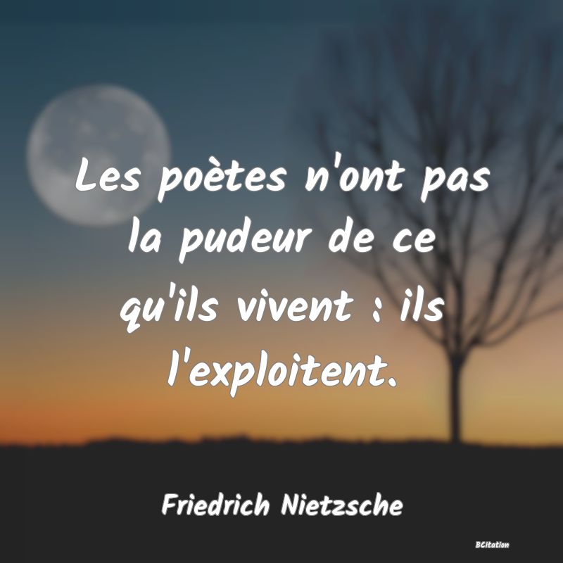 image de citation: Les poètes n'ont pas la pudeur de ce qu'ils vivent : ils l'exploitent.