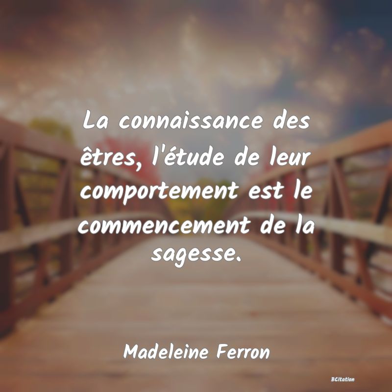 image de citation: La connaissance des êtres, l'étude de leur comportement est le commencement de la sagesse.