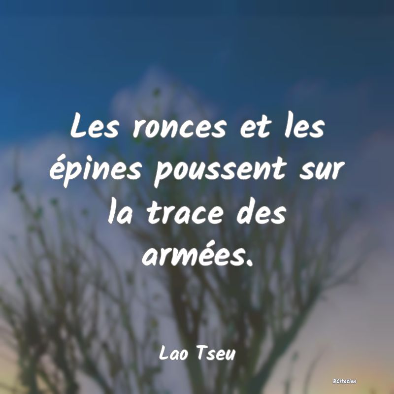 image de citation: Les ronces et les épines poussent sur la trace des armées.