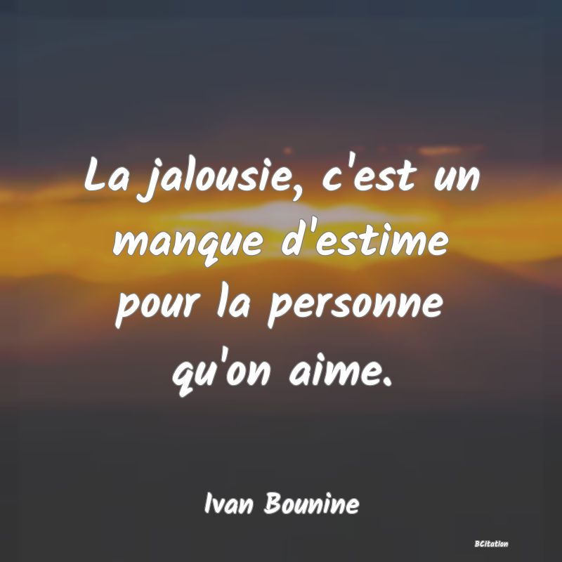 image de citation: La jalousie, c'est un manque d'estime pour la personne qu'on aime.