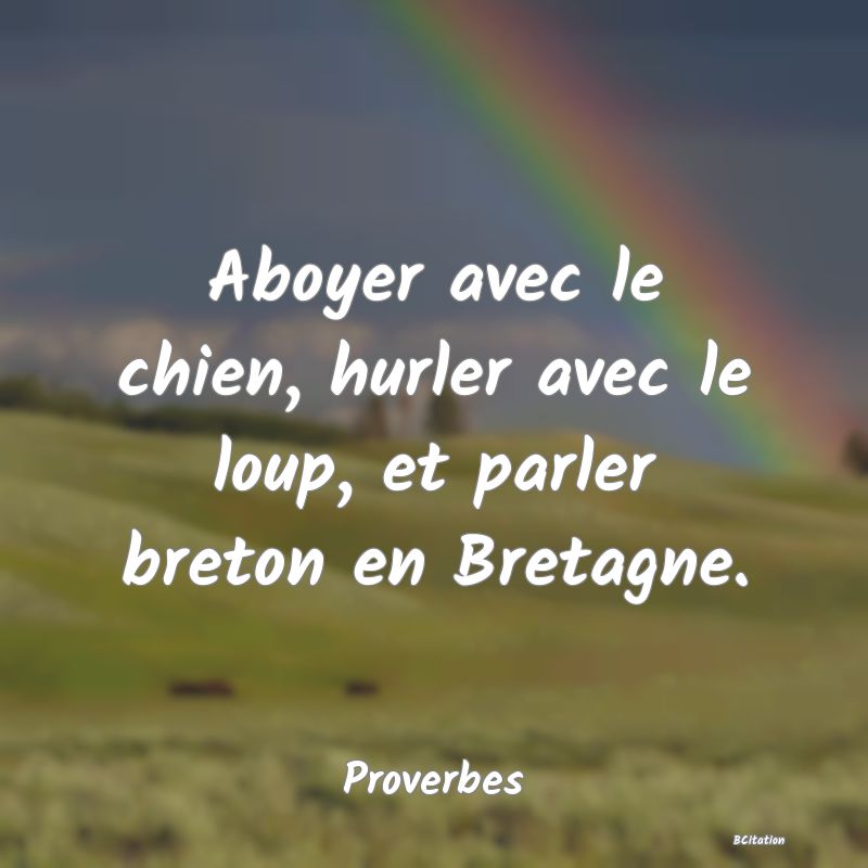 image de citation: Aboyer avec le chien, hurler avec le loup, et parler breton en Bretagne.