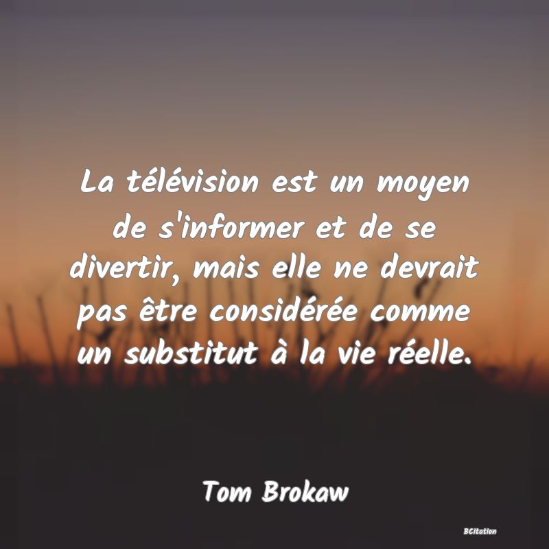 image de citation: La télévision est un moyen de s'informer et de se divertir, mais elle ne devrait pas être considérée comme un substitut à la vie réelle.
