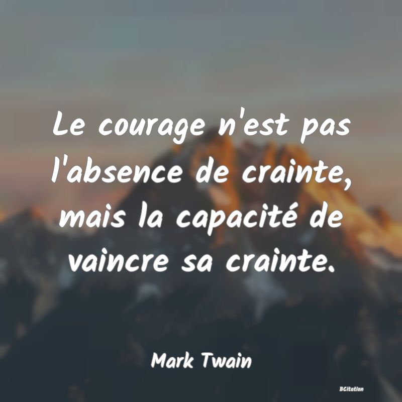 image de citation: Le courage n'est pas l'absence de crainte, mais la capacité de vaincre sa crainte.