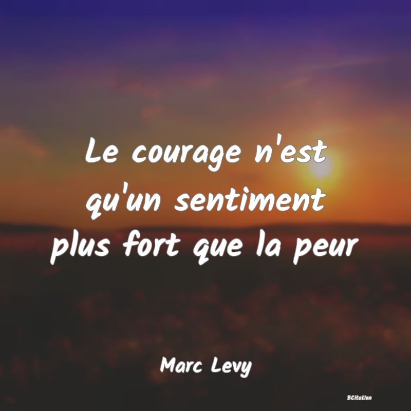 image de citation: Le courage n'est qu'un sentiment plus fort que la peur