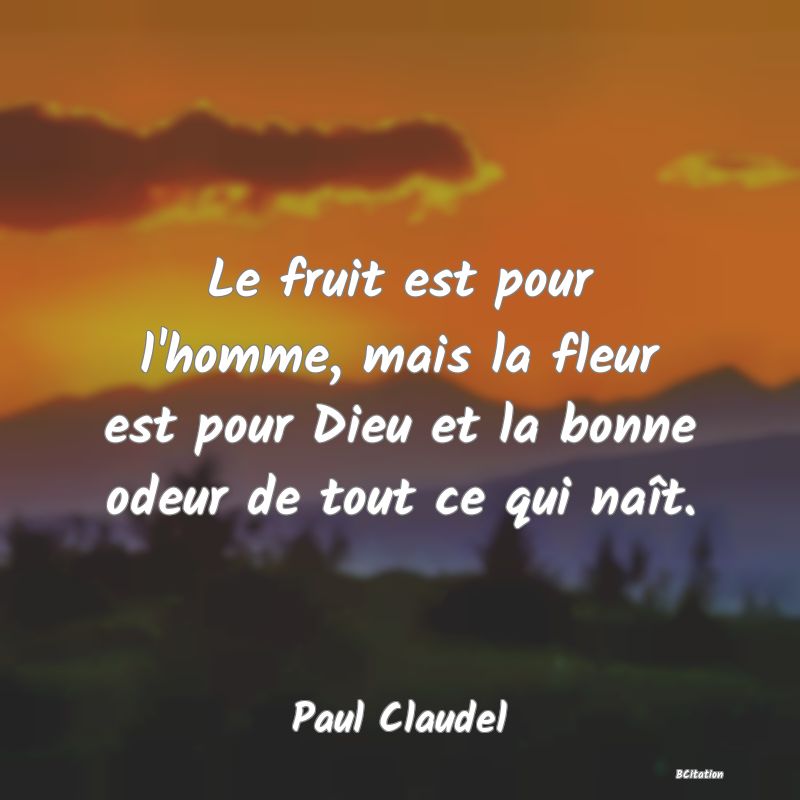 image de citation: Le fruit est pour l'homme, mais la fleur est pour Dieu et la bonne odeur de tout ce qui naît.