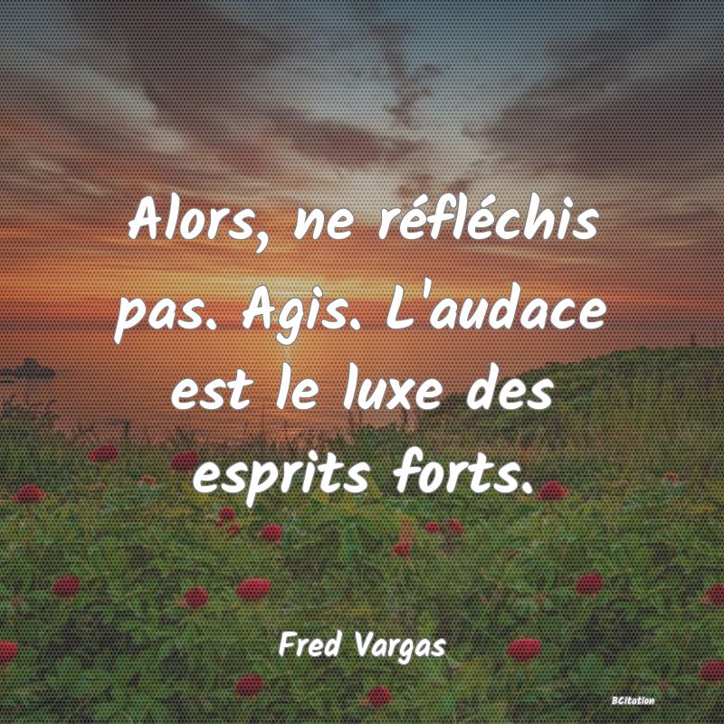 Belle Citation - Alors, ne réfléchis pas. Agis. L'audace est le luxe des esprits forts. - Fred Vargas