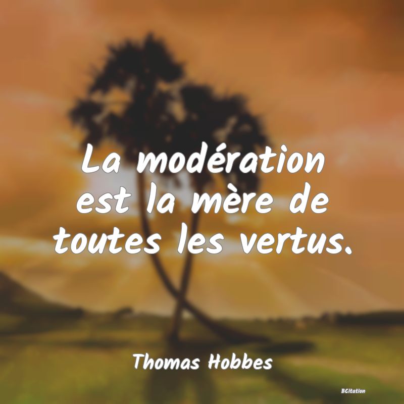 image de citation: La modération est la mère de toutes les vertus.