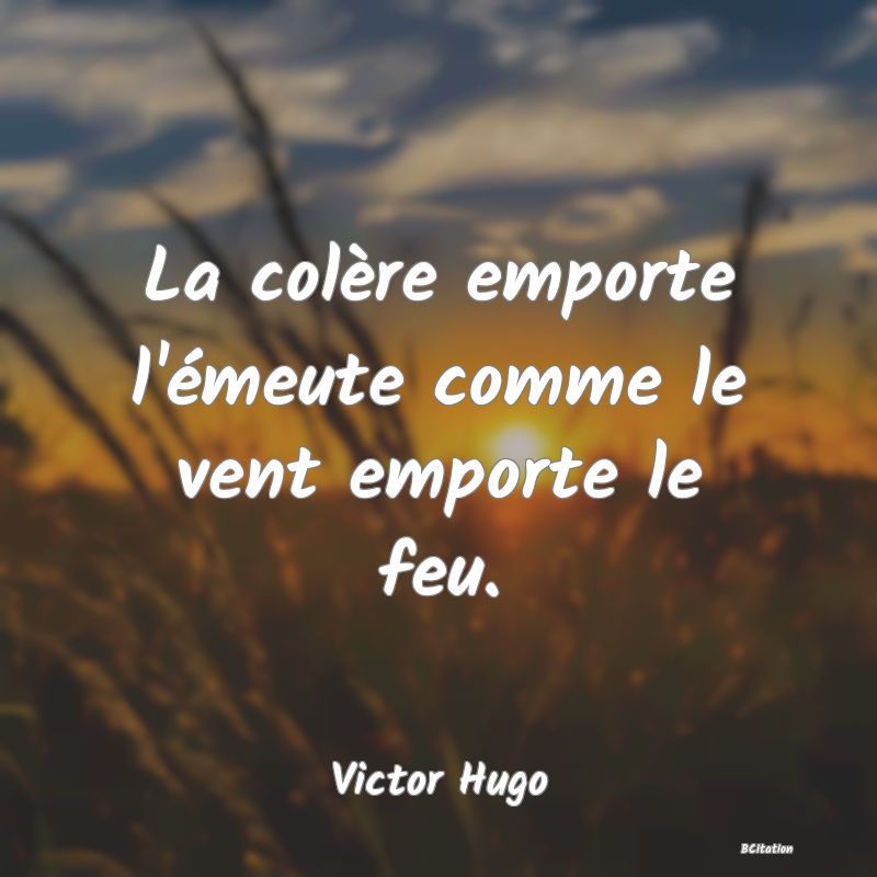 image de citation: La colère emporte l'émeute comme le vent emporte le feu.