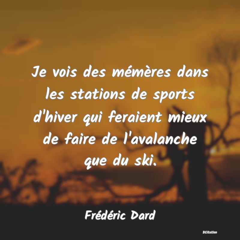 image de citation: Je vois des mémères dans les stations de sports d'hiver qui feraient mieux de faire de l'avalanche que du ski.