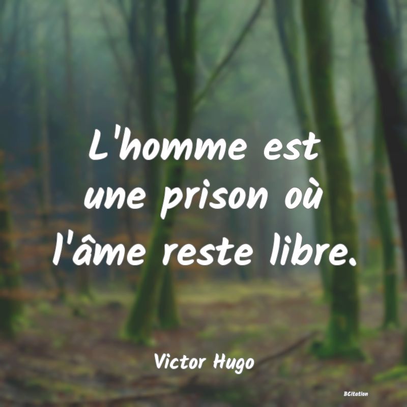 image de citation: L'homme est une prison où l'âme reste libre.