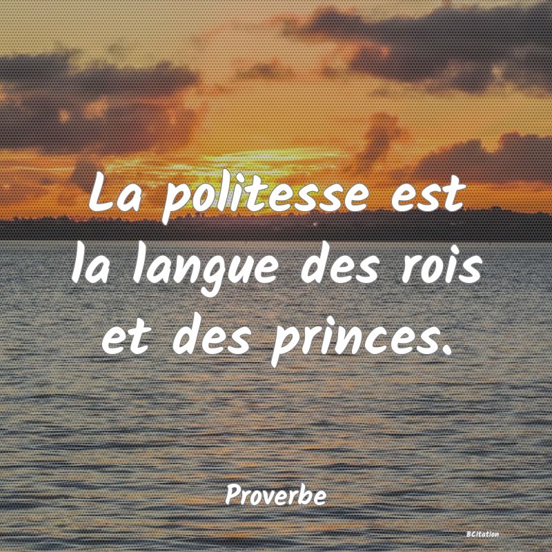 image de citation: La politesse est la langue des rois et des princes.