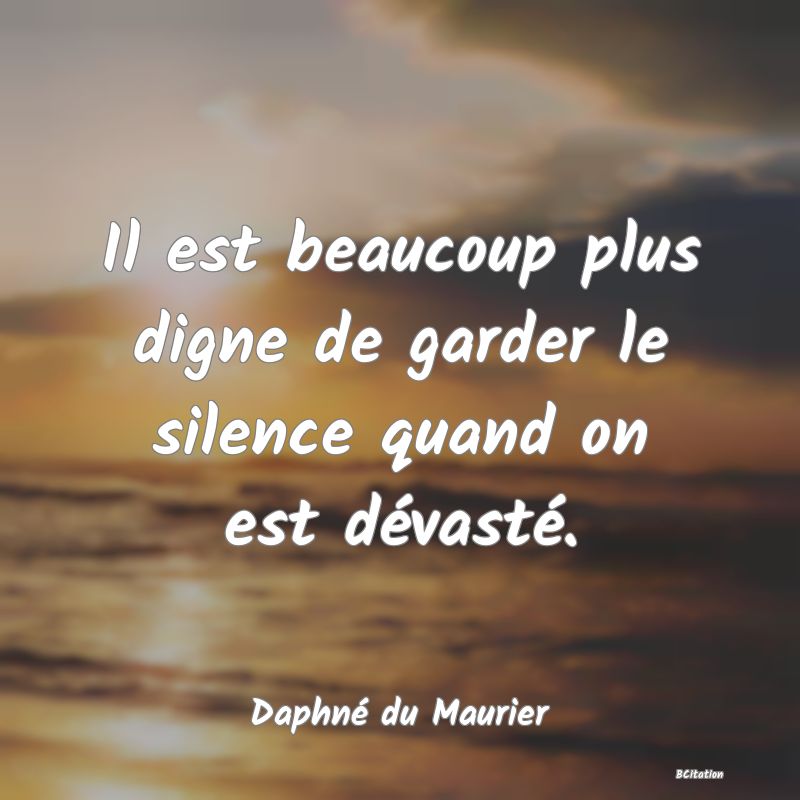 image de citation: Il est beaucoup plus digne de garder le silence quand on est dévasté.