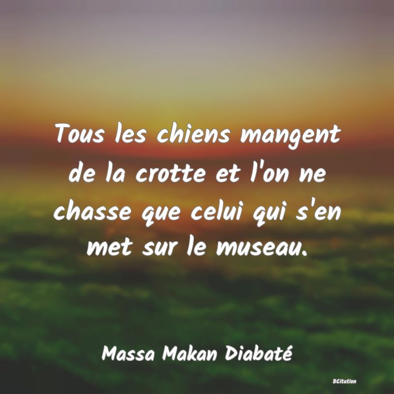 Belle Citation - Tous les chiens mangent de la crotte et l'on ne chasse que celui qui s'en met sur le museau. - Massa Makan Diabaté