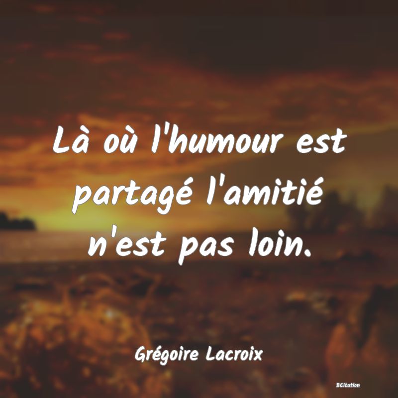 image de citation: Là où l'humour est partagé l'amitié n'est pas loin.