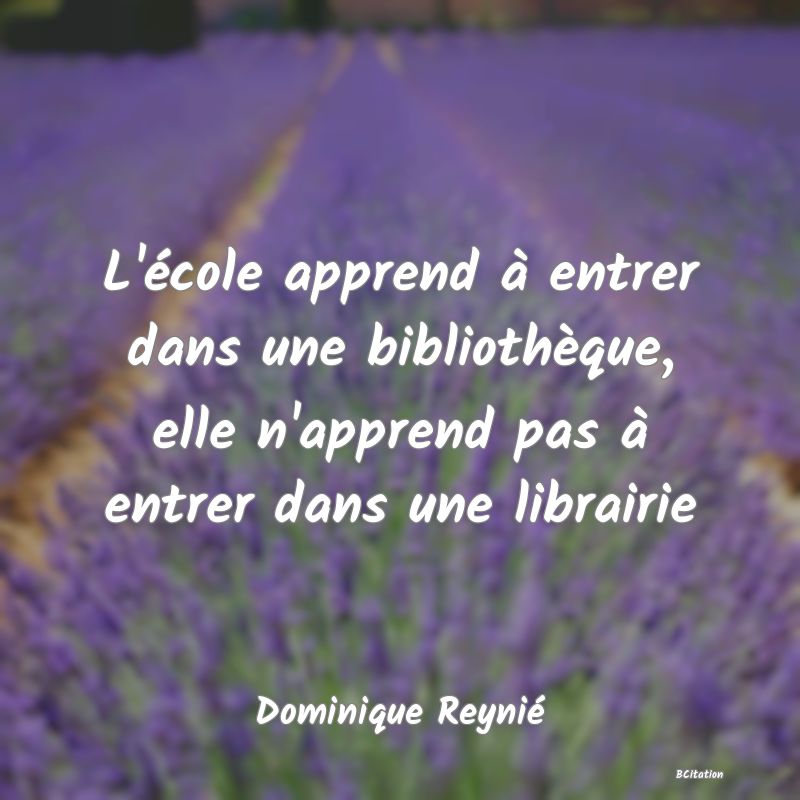 image de citation: L'école apprend à entrer dans une bibliothèque, elle n'apprend pas à entrer dans une librairie