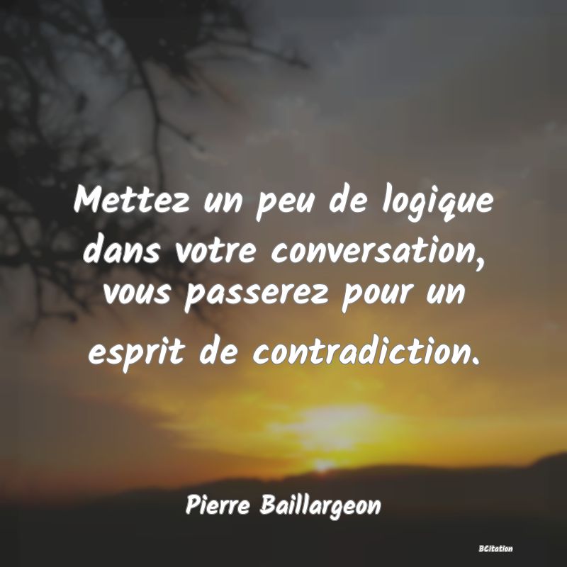 image de citation: Mettez un peu de logique dans votre conversation, vous passerez pour un esprit de contradiction.