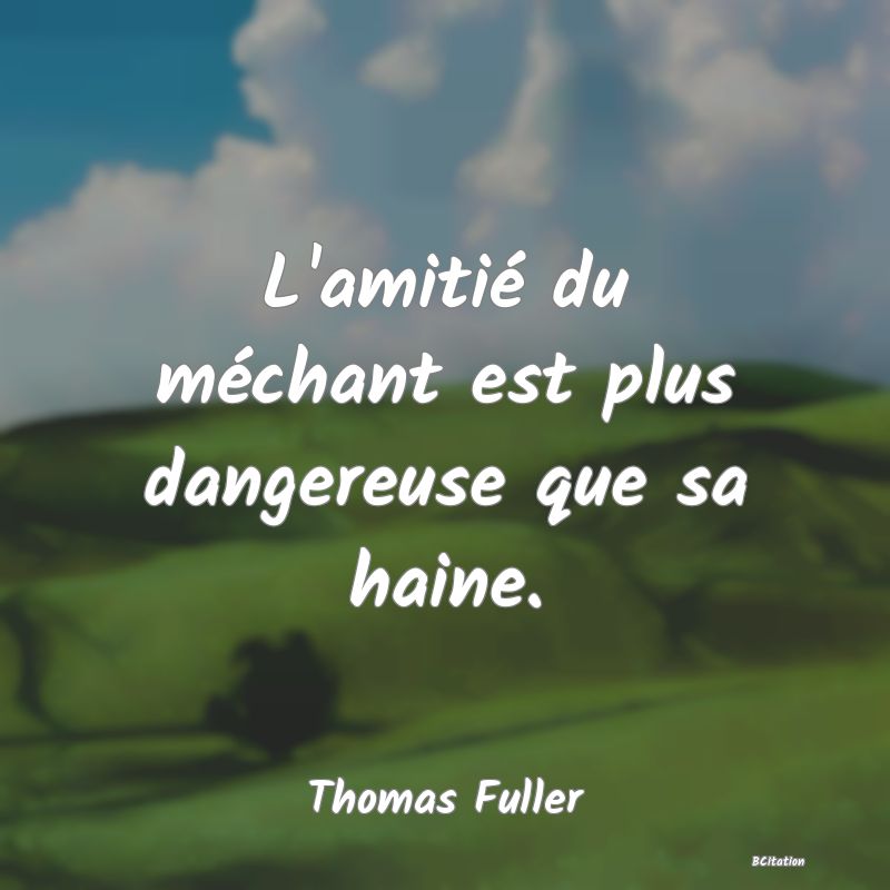 image de citation: L'amitié du méchant est plus dangereuse que sa haine.