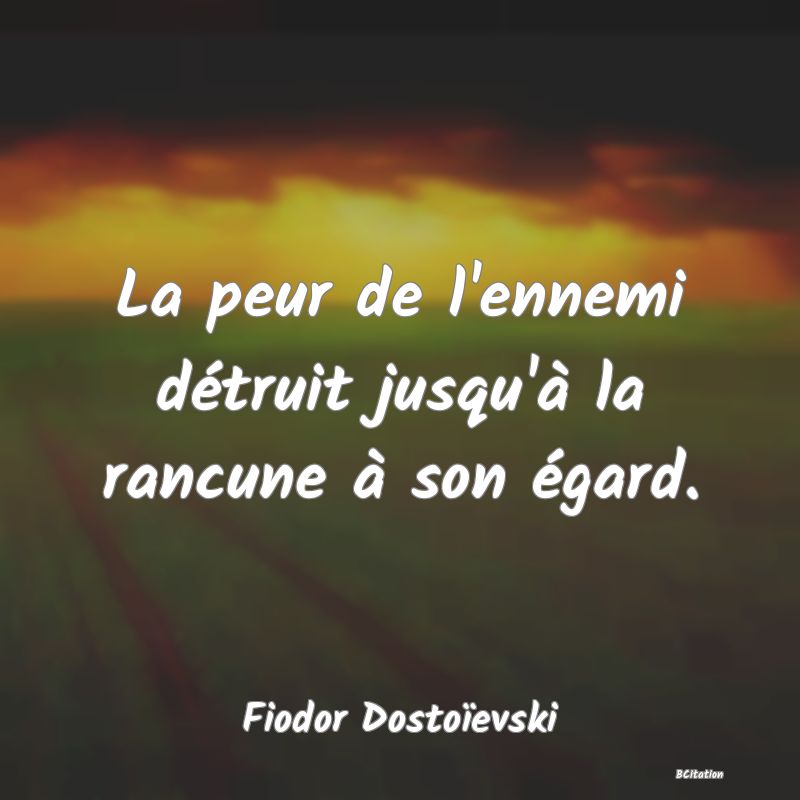 image de citation: La peur de l'ennemi détruit jusqu'à la rancune à son égard.