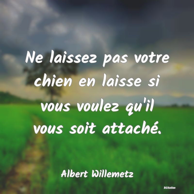 image de citation: Ne laissez pas votre chien en laisse si vous voulez qu'il vous soit attaché.