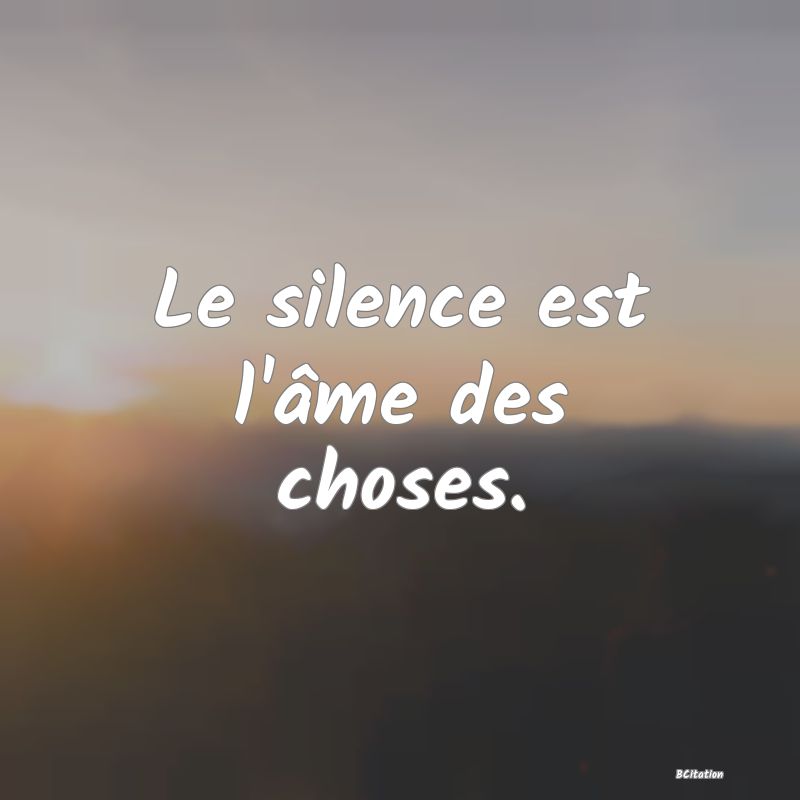 image de citation: Le silence est l'âme des choses.