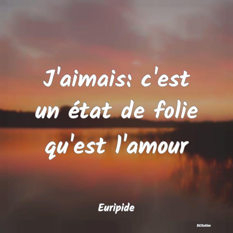 image de citation: J'aimais: c'est un état de folie qu'est l'amour