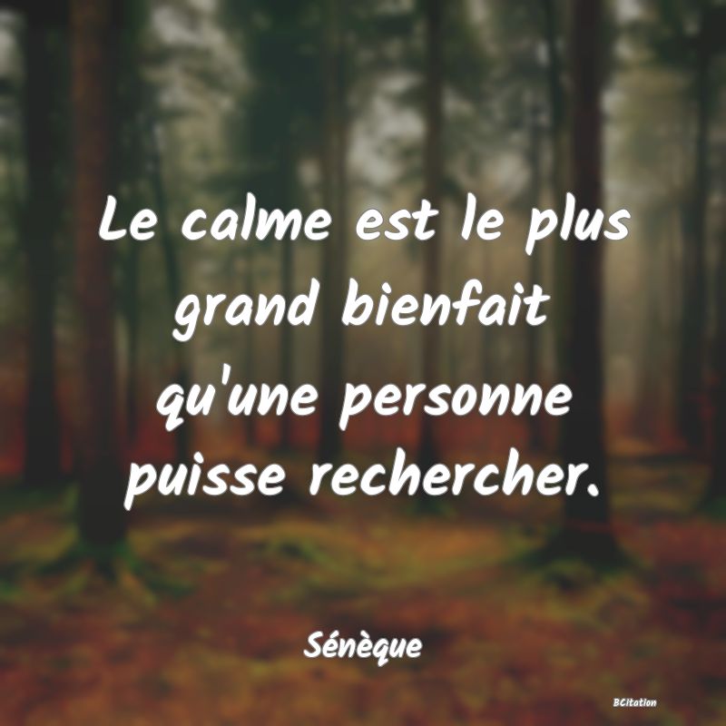 image de citation: Le calme est le plus grand bienfait qu'une personne puisse rechercher.