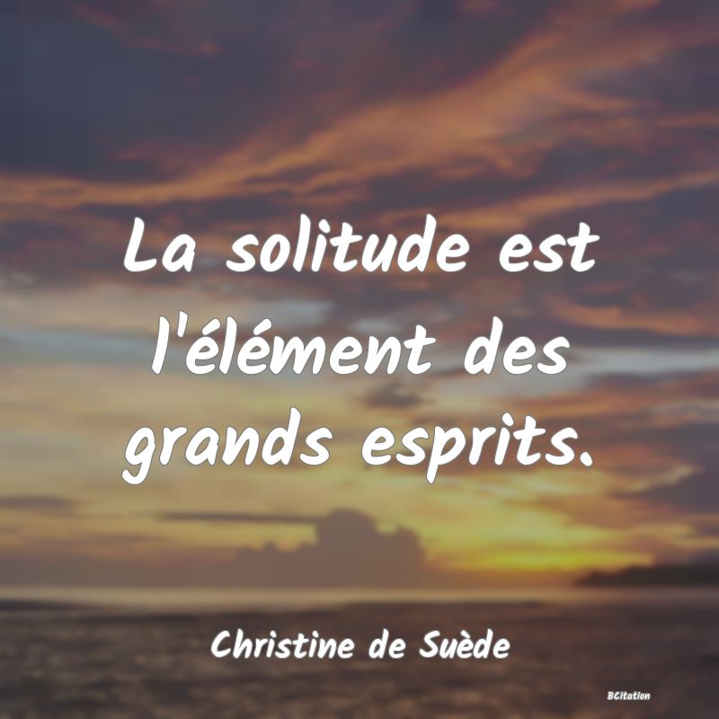 image de citation: La solitude est l'élément des grands esprits.