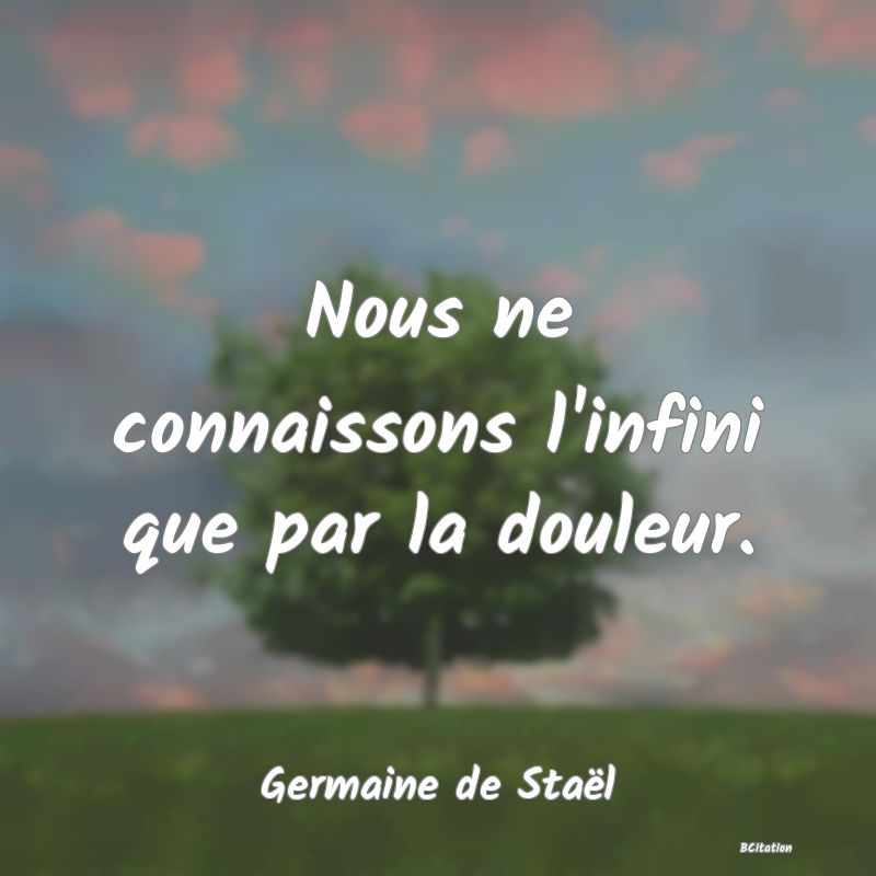 image de citation: Nous ne connaissons l'infini que par la douleur.