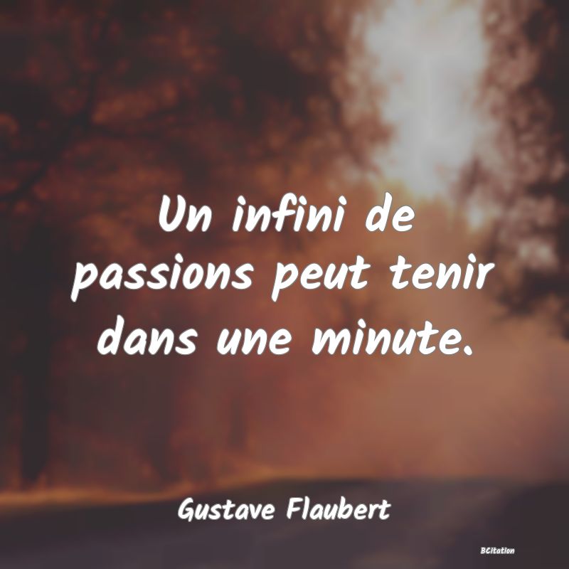 image de citation: Un infini de passions peut tenir dans une minute.