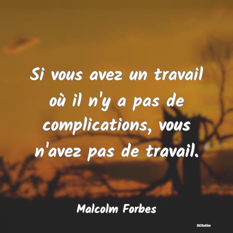 image de citation: Si vous avez un travail où il n'y a pas de complications, vous n'avez pas de travail.