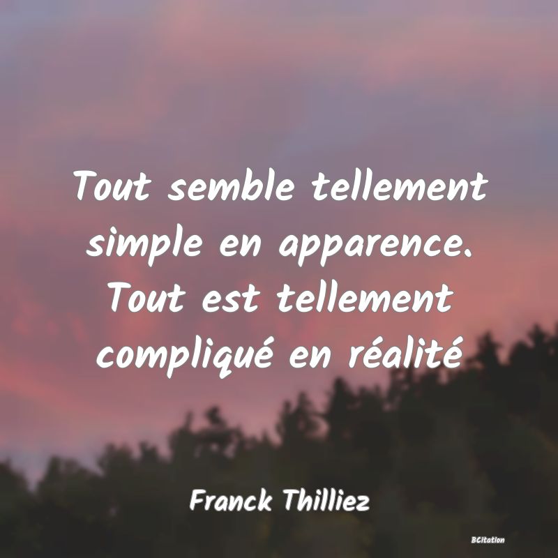 image de citation: Tout semble tellement simple en apparence. Tout est tellement compliqué en réalité