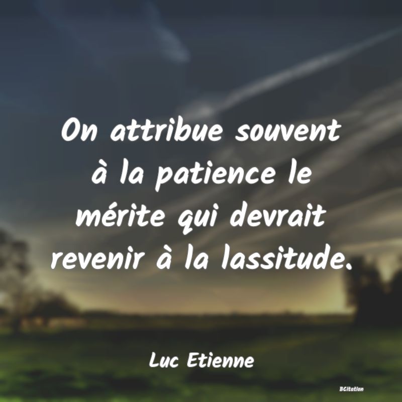 image de citation: On attribue souvent à la patience le mérite qui devrait revenir à la lassitude.