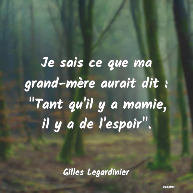 image de citation: Je sais ce que ma grand-mère aurait dit :  Tant qu'il y a mamie, il y a de l'espoir .