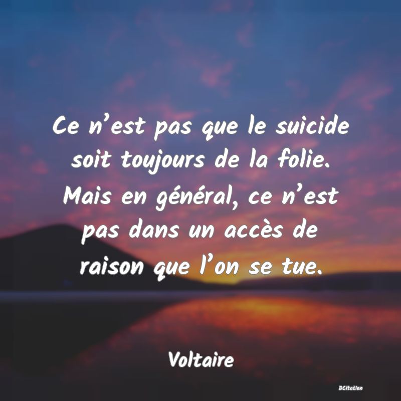image de citation: Ce n’est pas que le suicide soit toujours de la folie. Mais en général, ce n’est pas dans un accès de raison que l’on se tue.