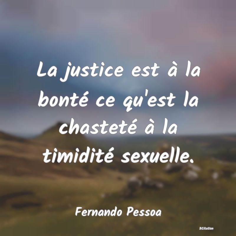 image de citation: La justice est à la bonté ce qu'est la chasteté à la timidité sexuelle.