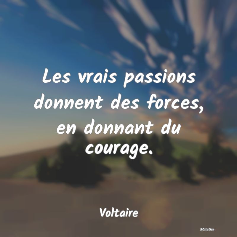 image de citation: Les vrais passions donnent des forces, en donnant du courage.