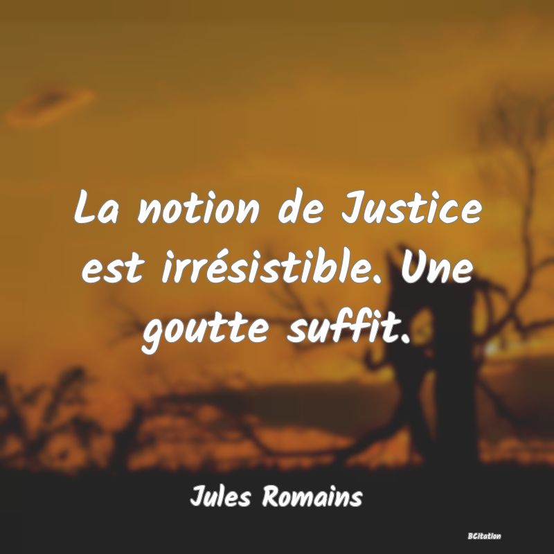 image de citation: La notion de Justice est irrésistible. Une goutte suffit.