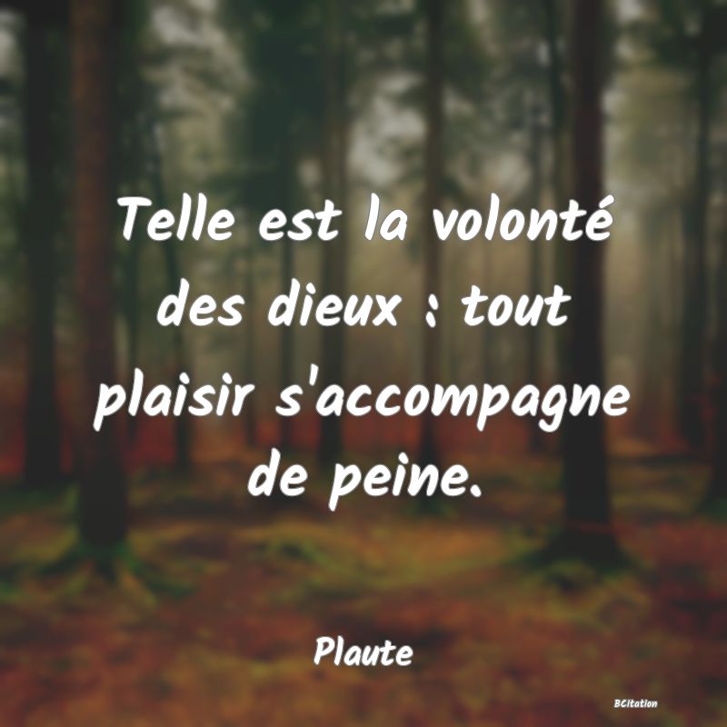 image de citation: Telle est la volonté des dieux : tout plaisir s'accompagne de peine.