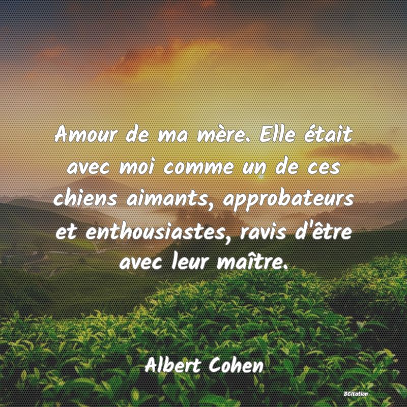 image de citation: Amour de ma mère. Elle était avec moi comme un de ces chiens aimants, approbateurs et enthousiastes, ravis d'être avec leur maître.