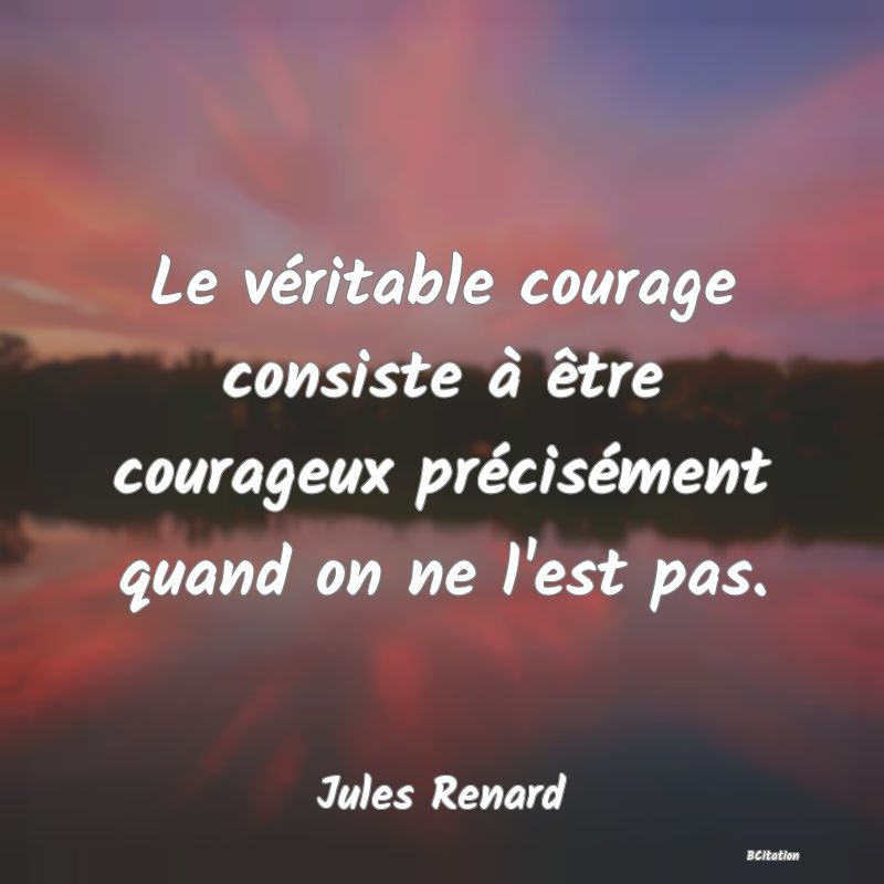 image de citation: Le véritable courage consiste à être courageux précisément quand on ne l'est pas.