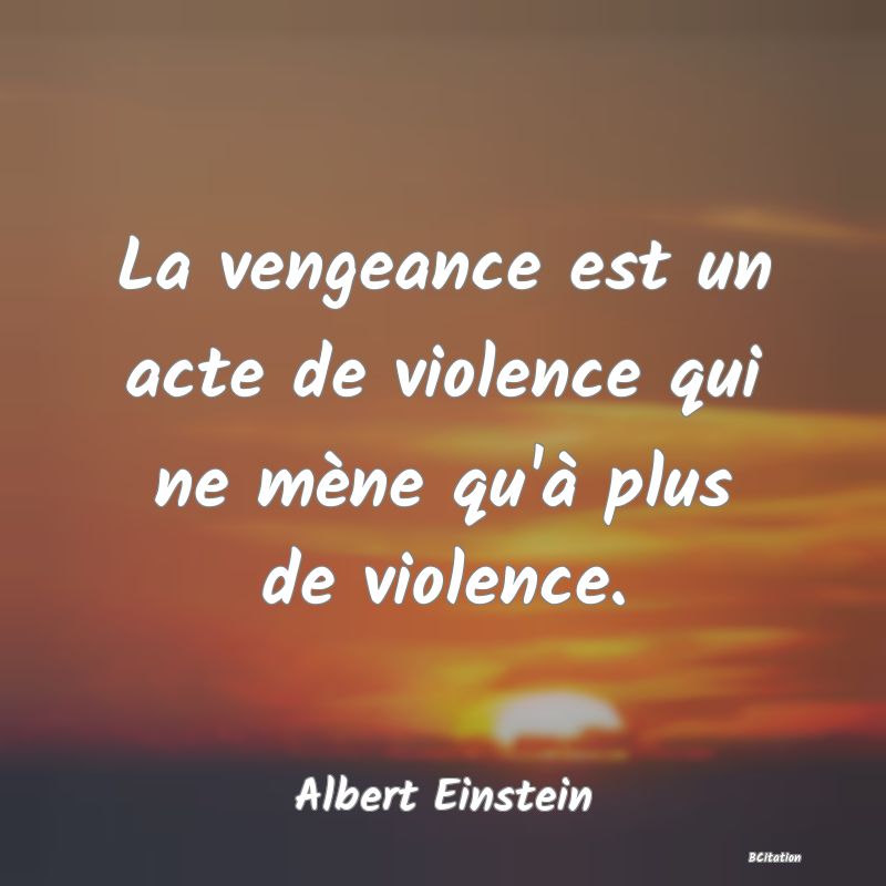 image de citation: La vengeance est un acte de violence qui ne mène qu'à plus de violence.