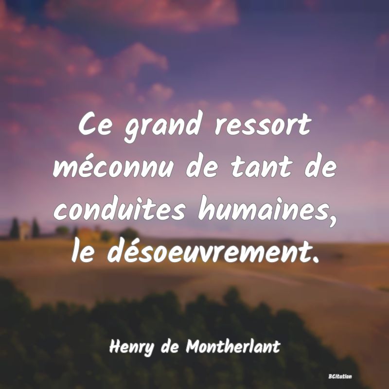 image de citation: Ce grand ressort méconnu de tant de conduites humaines, le désoeuvrement.